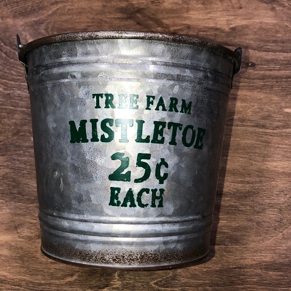 Other - Tree farm mistletoe Christmas galvanized bucket